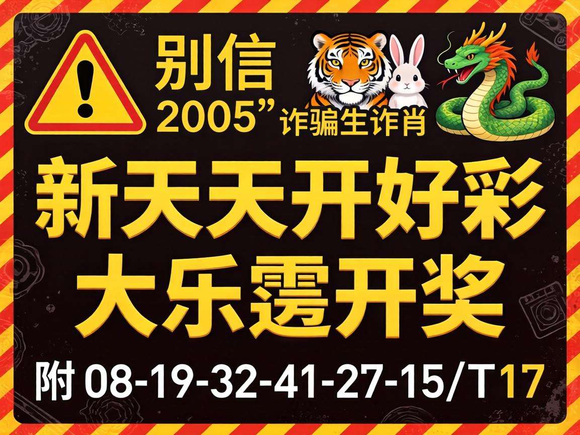 风险警示:别信“2005新澳门天天开好彩大乐透开奖”是诈骗,附带08-19-32-41-27-15:T17生肖虎兔龙蛇