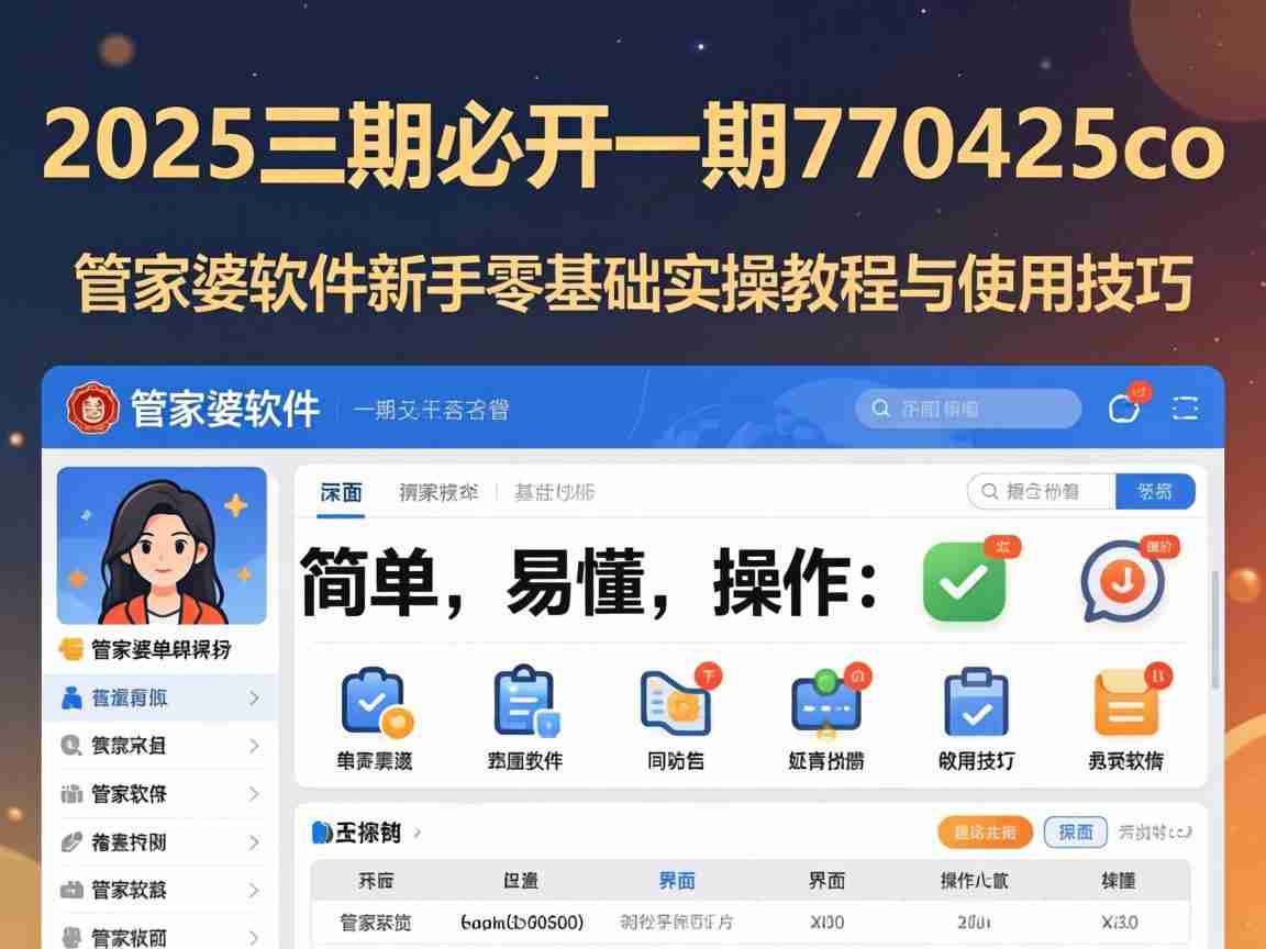 2025三期必开一期770425co 管家婆软件新手零基础实操教程与使用技巧
