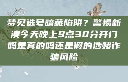 梦见选号暗藏陷阱?警惕新澳今天晚上9点30分开门吗是真的吗还是假的涉赌诈骗风险