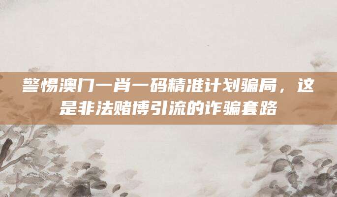 警惕澳门一肖一码精准计划骗局，这是非法赌博引流的诈骗套路