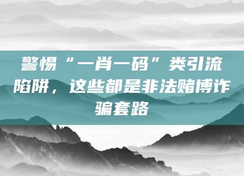 警惕“一肖一码”类引流陷阱，这些都是非法赌博诈骗套路