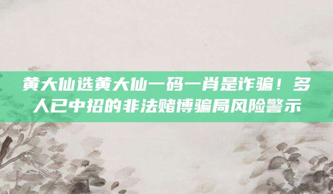 黄大仙选黄大仙一码一肖是诈骗！多人已中招的非法赌博骗局风险警示